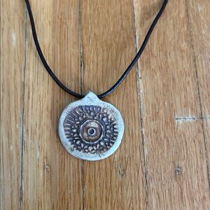 Ceramic Pendant Necklace with leather cord